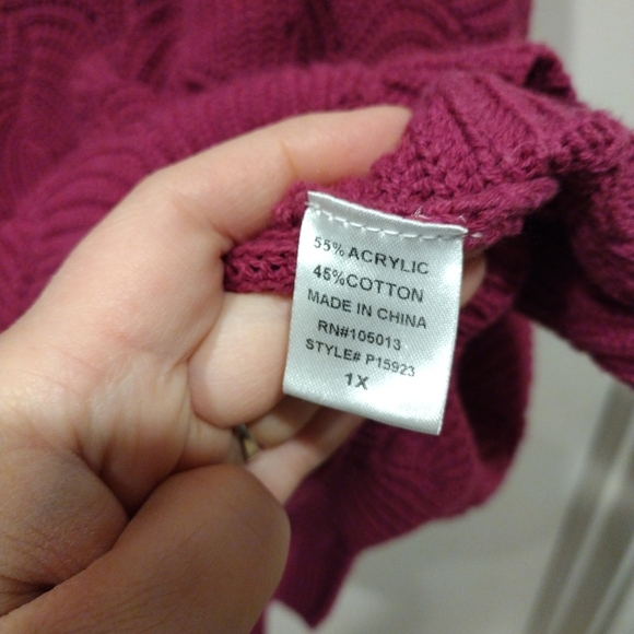 Andree By Unit Women's Fuchsia Batwing Sleeve Off Shoulder Pullover Sweater Top - Picture 5 of 8